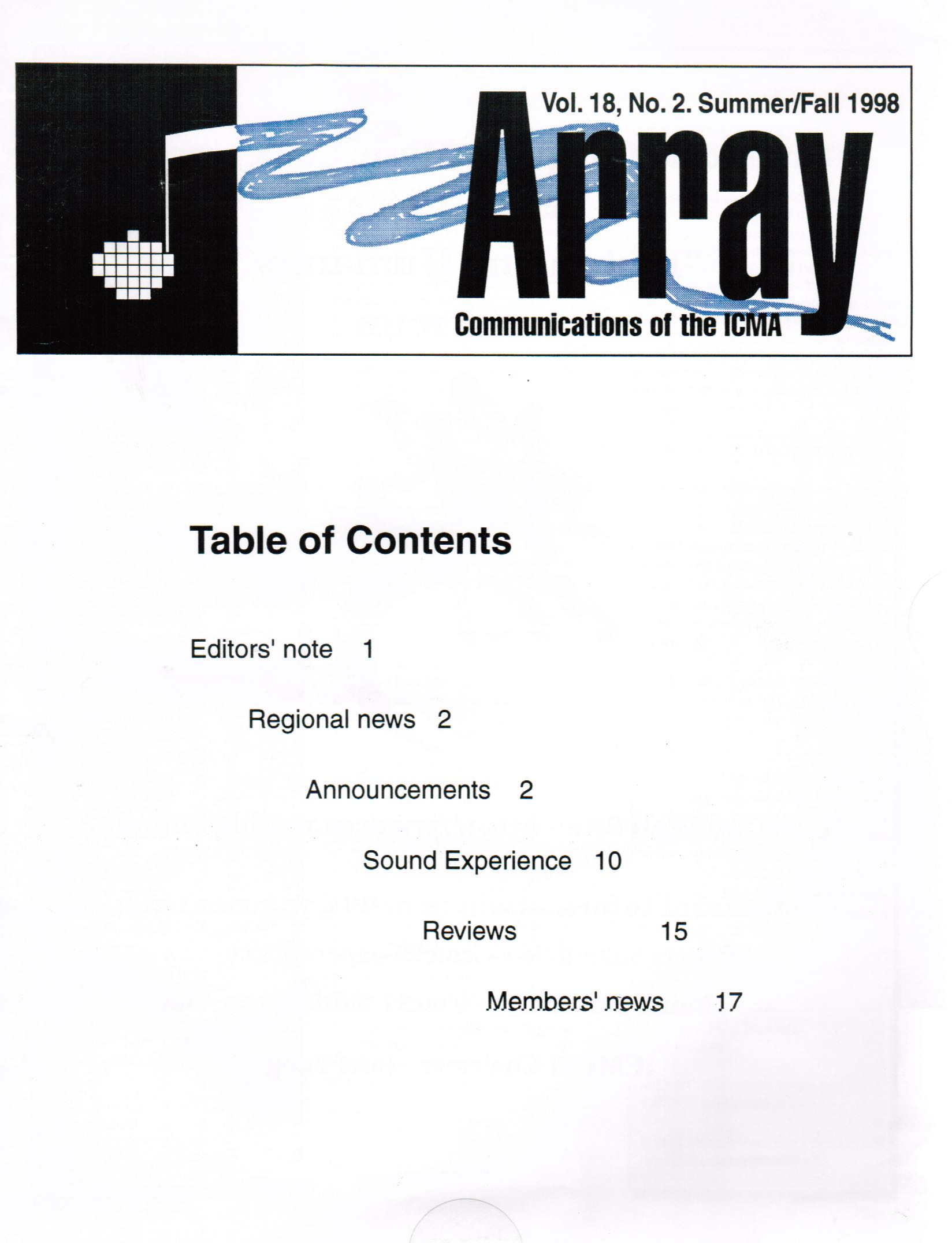 cover array 1998, vol. 18/2